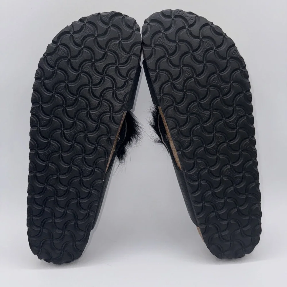 Birkenstock Guam Fur Sandals‎ Men's Size 10 EU 43 Black Leather